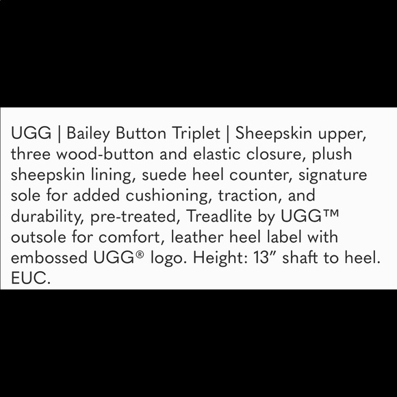 UGG Bailey Button Triplet sheepskin black suede boots size 8 w/ 3 buttons. - Picture 13 of 16